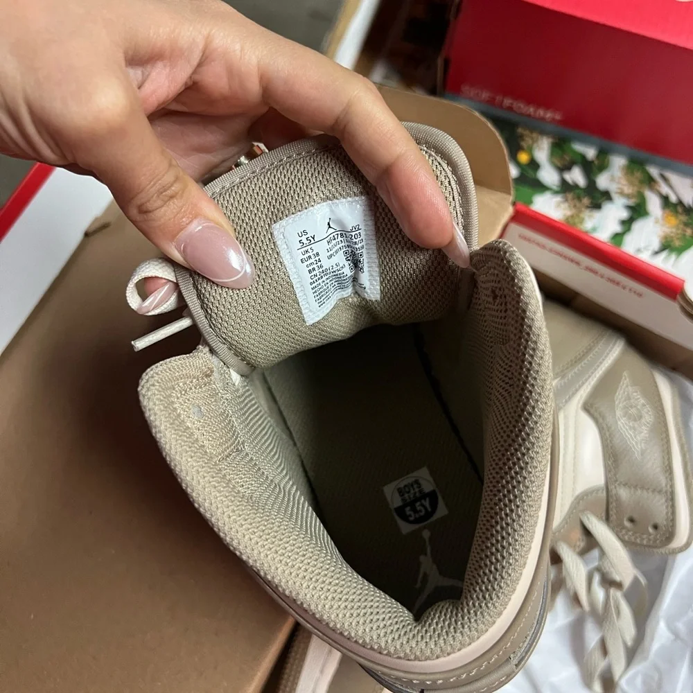 Jordan Boy Tan and Cream High-Top Sneakers - Picture 4 of 5